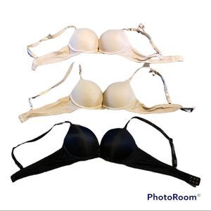 Lot of three 36B push up bras in beige, nude & black. ILYS I Love Your Style
